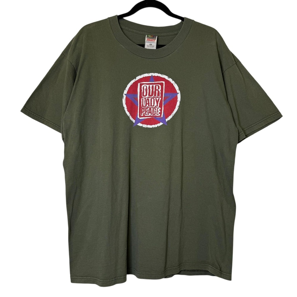 Vintage 90s 2000s Our Lady Peace T Shirt Green XL Rock Concert Live
